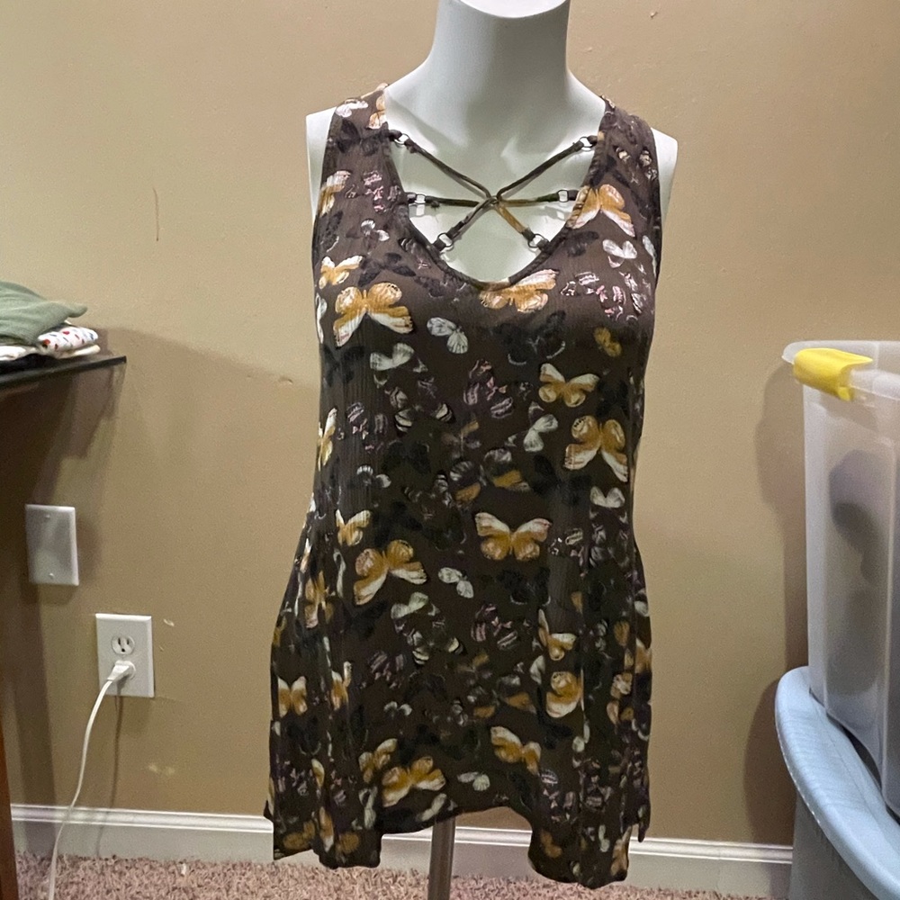 Butterfly tunic racer back hi-low tank top